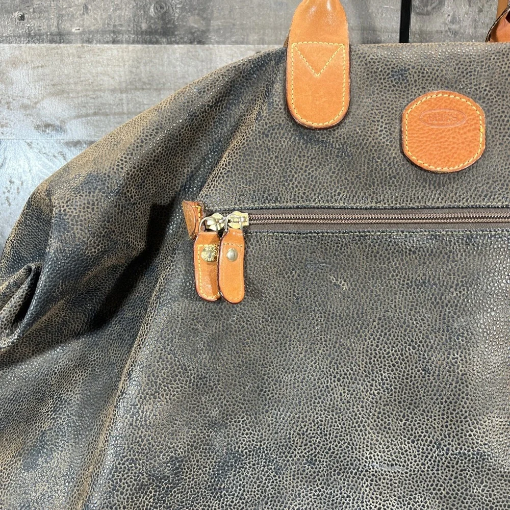 Brics Travel Weekend Bag Pebbled Leather Duffel Made In Italy 24